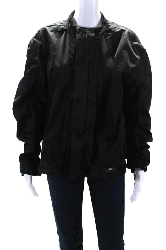 Women's Comfortable Garments Belstaff Womens No Pocket High Neck Long Sleeve Zip Up Jacket Black