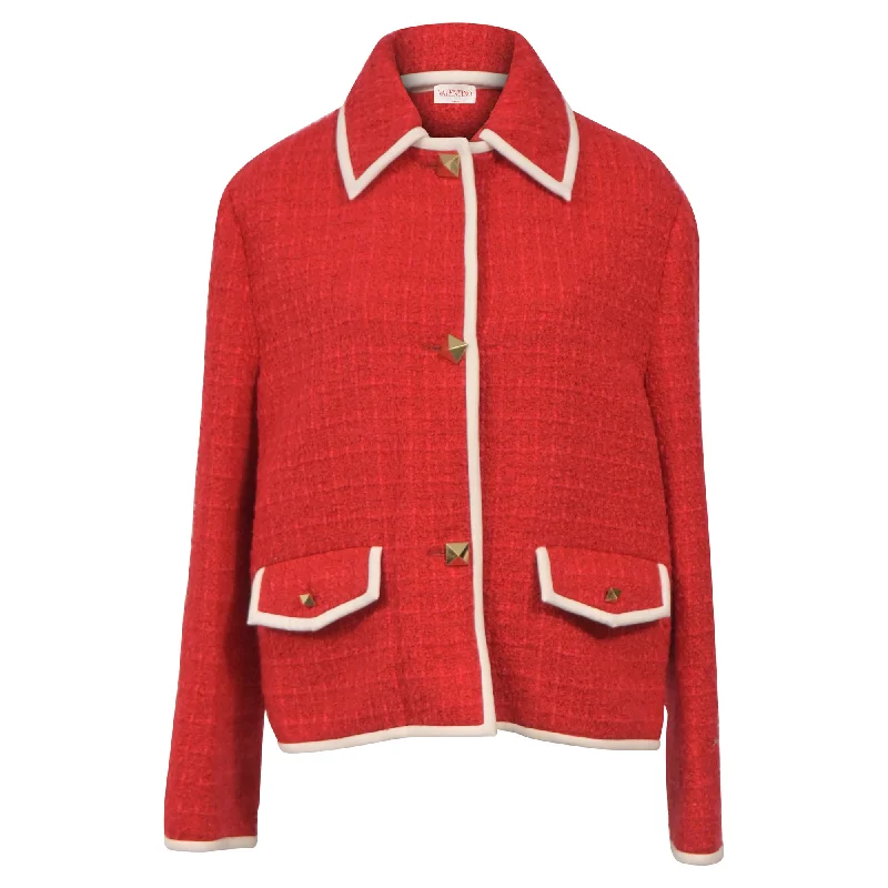 Women's Vintage Garments Valentino Timeless Boucle Jacket in Red Cotton