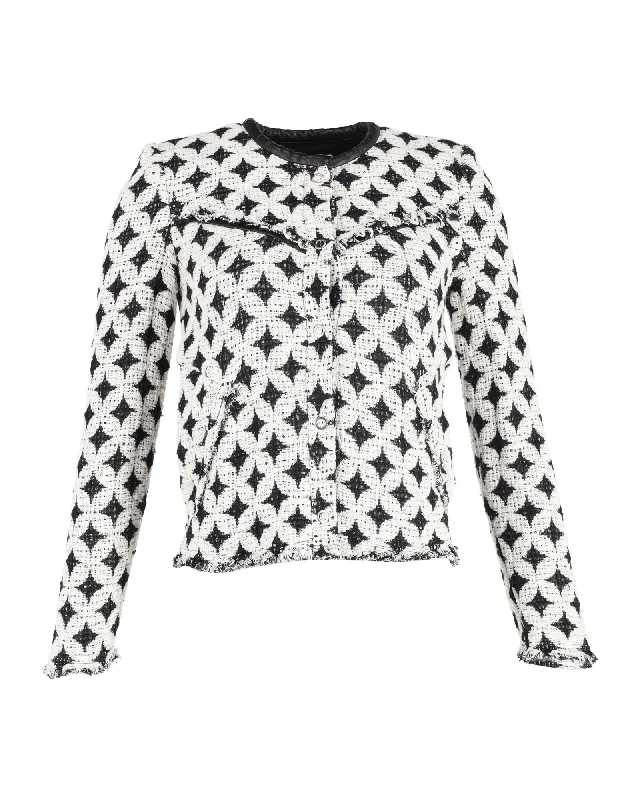 Women's Comfortable Garments IRO Printed Evening Jacket in Black and White Wool