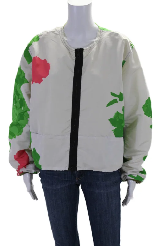 Women's Clothing For Casual Outings Rohka Womens Front Zip Cropped Summer Bomber Jacket White One