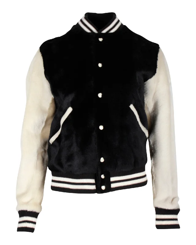 Women's Outdoor Activity Garments Saint Laurent Classic Letterman Jacket in Black Virgin Wool