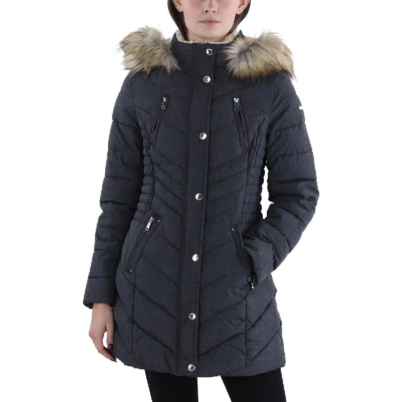 Women's Work Outfit Womens Quilted Hooded Puffer Jacket