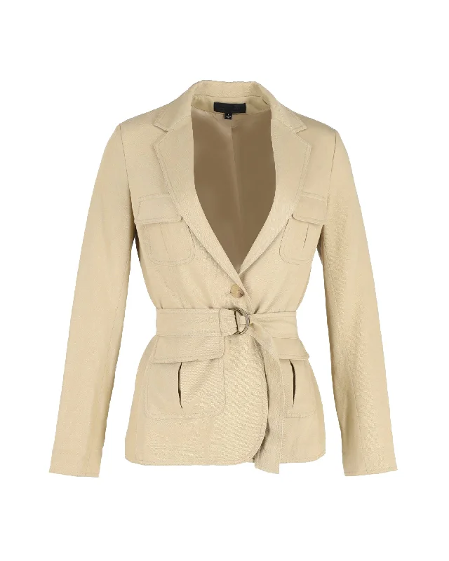 Fashion-Forward Styles At Incredible Discounts Nili Lotan Belted Utility Jacket in Beige Cotton