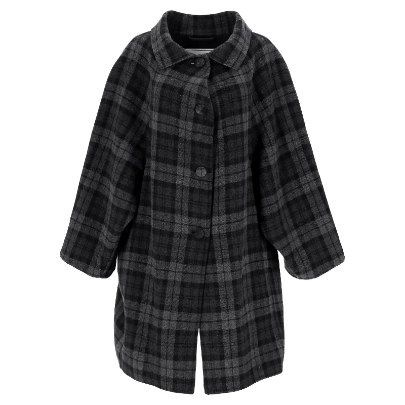 Women's Comfortable Apparel Balenciaga Checked Flannel Coat In Gray Wool