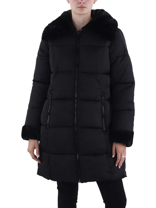 Women's Holiday Clothes Womens Insulated Faux Fur Trim Puffer Jacket