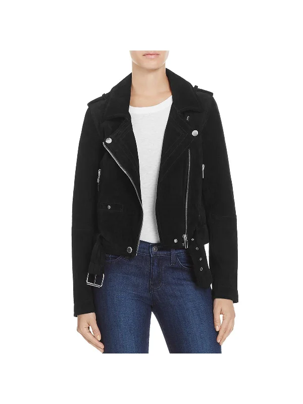 Plus-Size Women's Garments Womens Suede Short Motorcycle Jacket