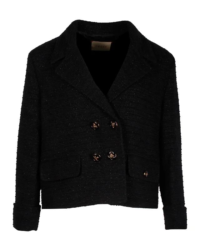 Women's Athletic Clothes Gucci Glitter Double-Breasted Blazer Jacket in Black Viscose