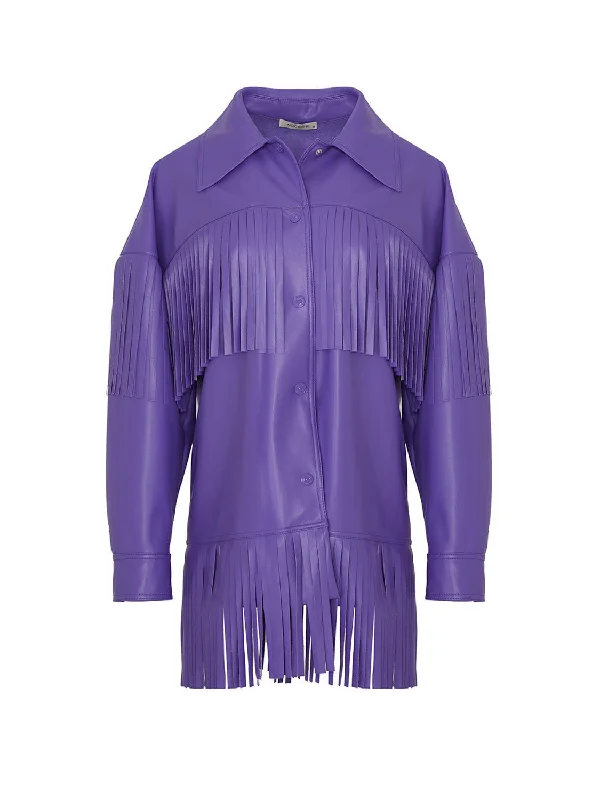 Women's Seasonal Wardrobe Clothing Fringe Faux Suede Jacket