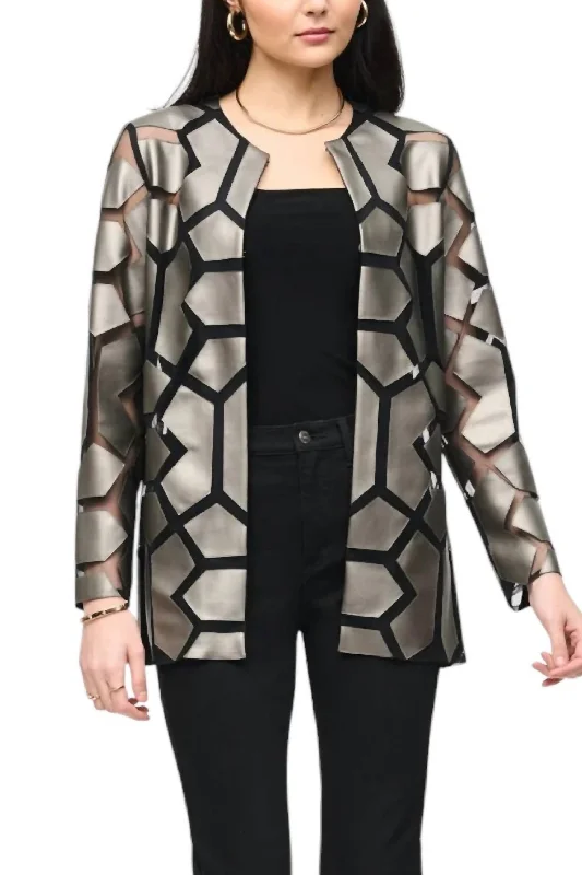 Women's Athletic Clothes Laser-Cut With Mesh Jacket In Grey / Black