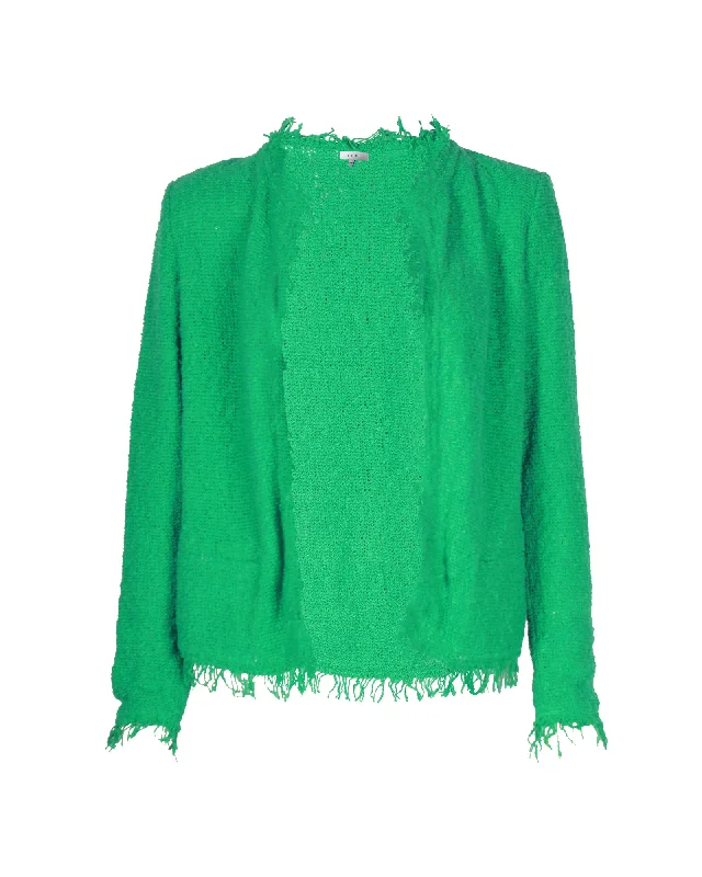 Women's Loungewear Clothes Iro Shavani Fringe Boucle Jacket in Green Cotton