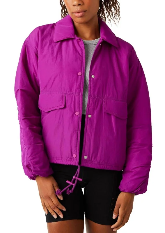 Women's Functional Outdoor Garments Off The Bleachers Coaches Jacket In Vivid Violet