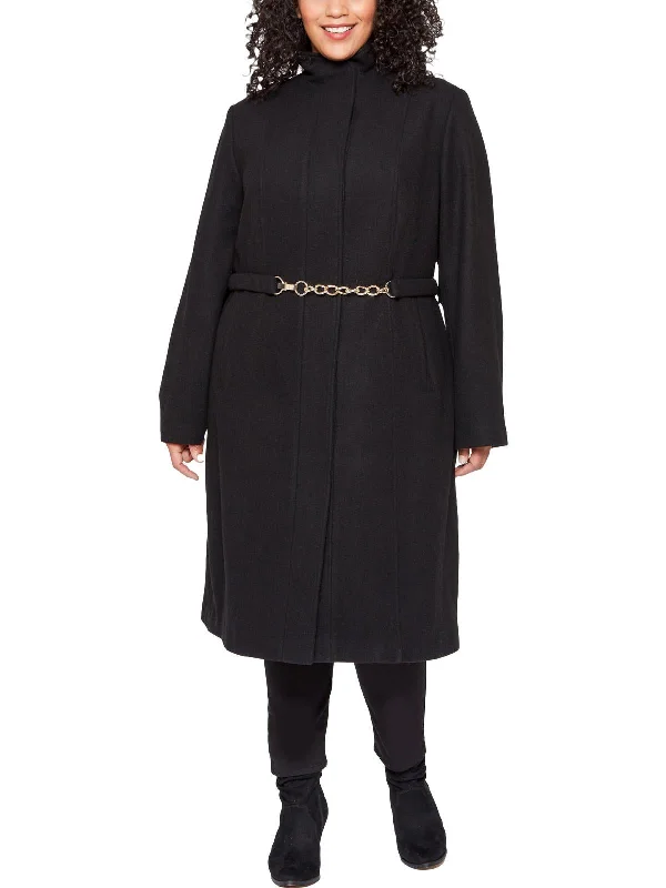 Comfortable Women's Apparel Womens Belted Trench Wool Coat