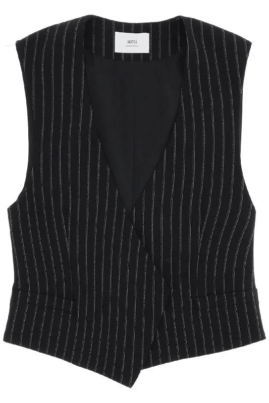 Fashion-Forward Women's Clothing Ami Alexandre Matiussi Women's Virgin Wool Pinstripe Waistcoat