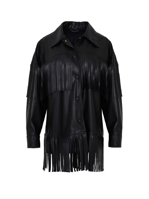 Women's Outerwear Apparel Fringe Faux Suede Jacket