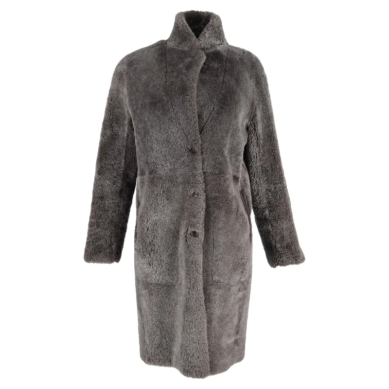 Charming Women's Outfit For Special Occasions Joseph Polar Skin Brittany Coat in Grey Sheepskin