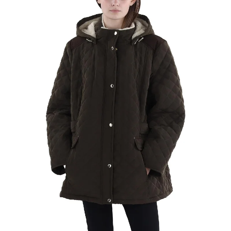 Women's Travel Garments Plus Womens Faux Fur Hooded Quilted Coat