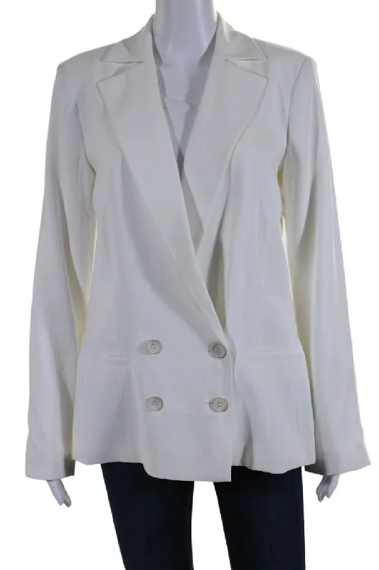 Women's Casual Apparel For Weekends Paige Womens Notch Collar Double Breasted Button Up Blazer Jacket White