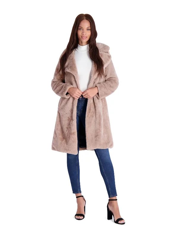 Timeless Women's Garments Womens Faux Fur Plush Faux Fur Coat