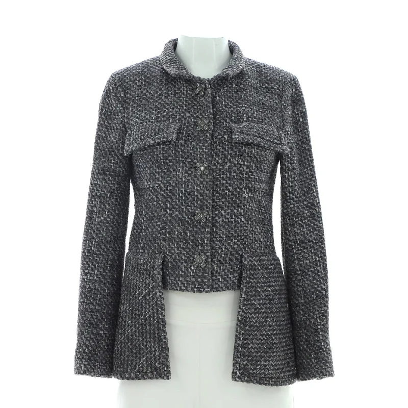 Women's Office Outfit Women's Two Pocket Stand Collar Jacket Tweed