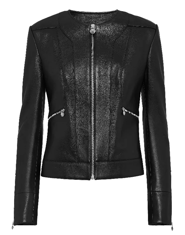 Women's Seasonal Apparel Leather Biker Jacket LS