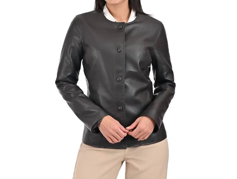 Women's Fashion-Forward Apparel No Collar Jacket In Brown