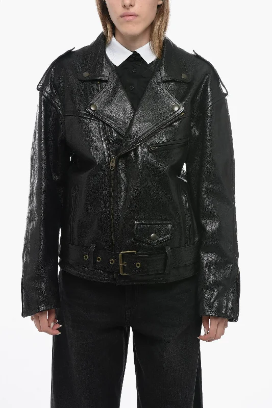 Comfortable Outfit For Women Petar Petrov Quilted Biker Leather Jacket with Oversized Fit