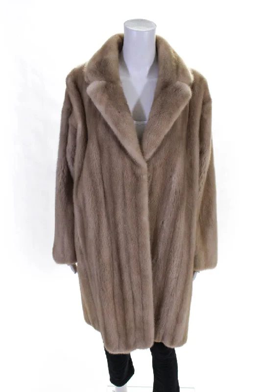 Women's Office Outfit Oscar de la Renta Womens Blonde Mink Fur Silk Lined Coat Blonde