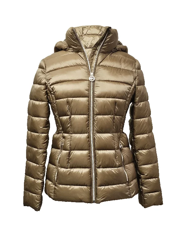 Women's Trendy Garments Michael Michael Kors Women's Hooded Packable Jacket, Dark Camel