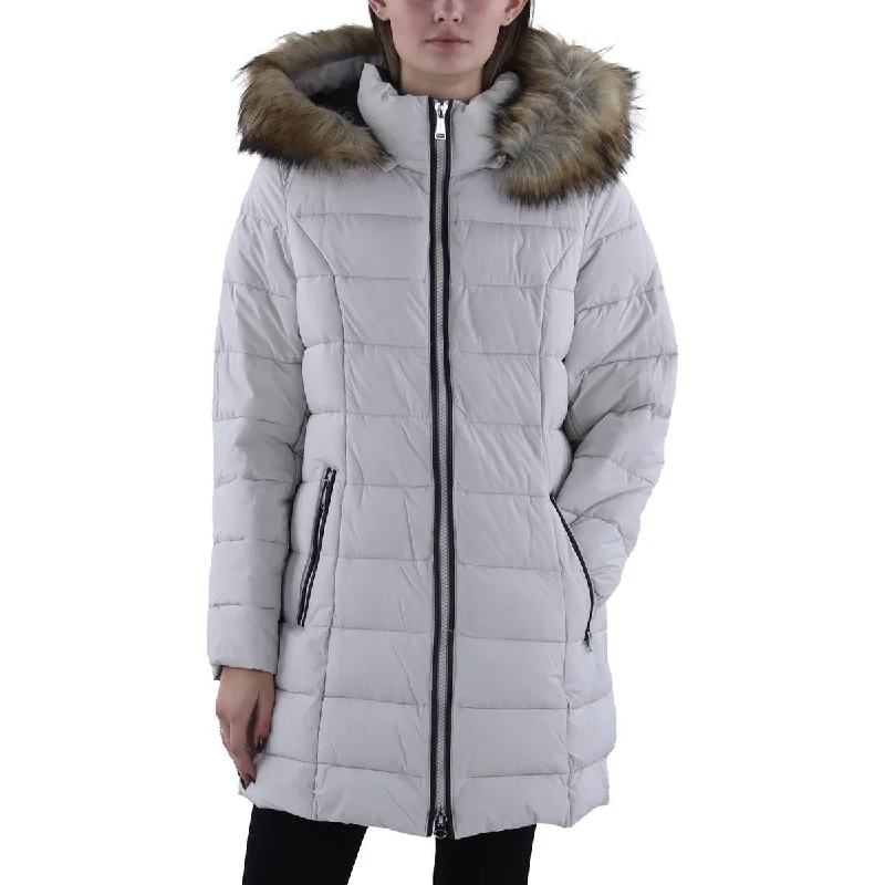 Must-Have Clothing Styles Now At Incredible Discounts Womens Faux Fur Trim Hooded Puffer Jacket