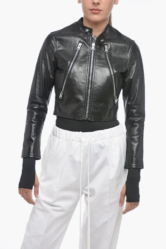 Sustainable Women's Clothing Maison Margiela MM6 Brushed Leather Cropped Fit Jacket