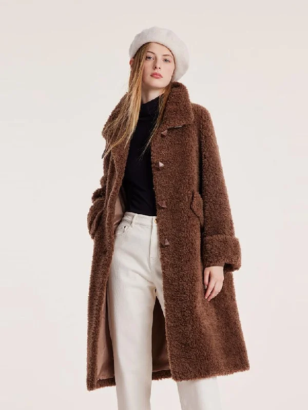 Women's Occasion Wear Apparel Pure Wool Lapel Velour Long Women Coat