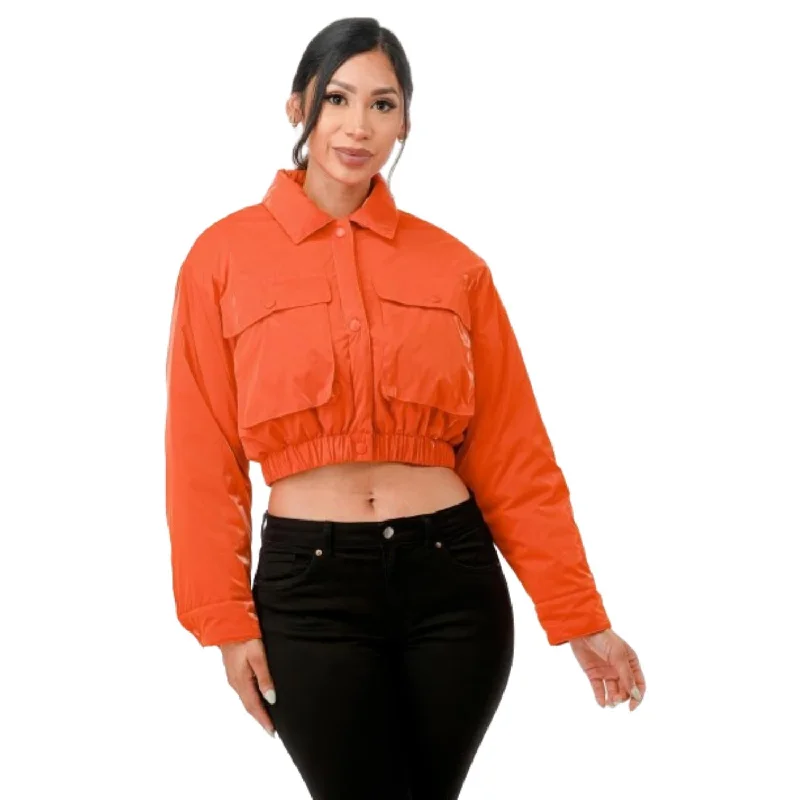 Women's Trendy Garments Shiny Puffer Bomber Jacket