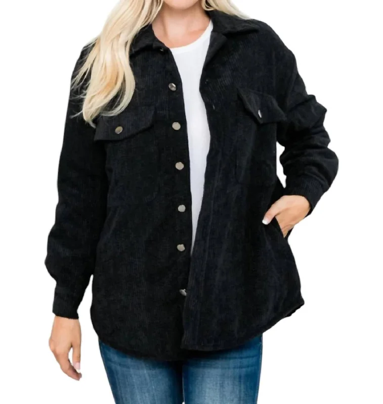 Women's Trendy Apparel Talissa Oversized Padded Corduroy Jacket In Black