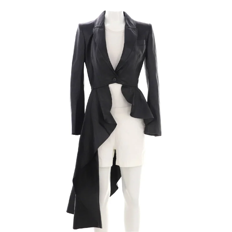 Women's Chic Outfit Women's Asymmetrical Peplum Biker Jacket Leather