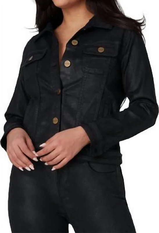 Affordable Luxury Women's Apparel Gabriella Denim Jacket In Coated Black