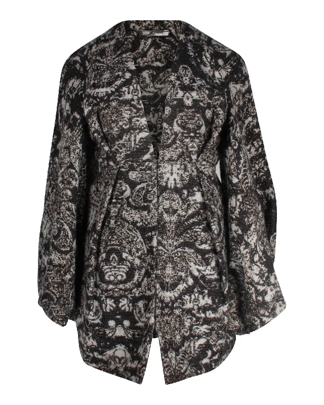 Women's Relaxed Outfit Stella McCartney Kimono Sleeves Coat in Grey Cotton Wool