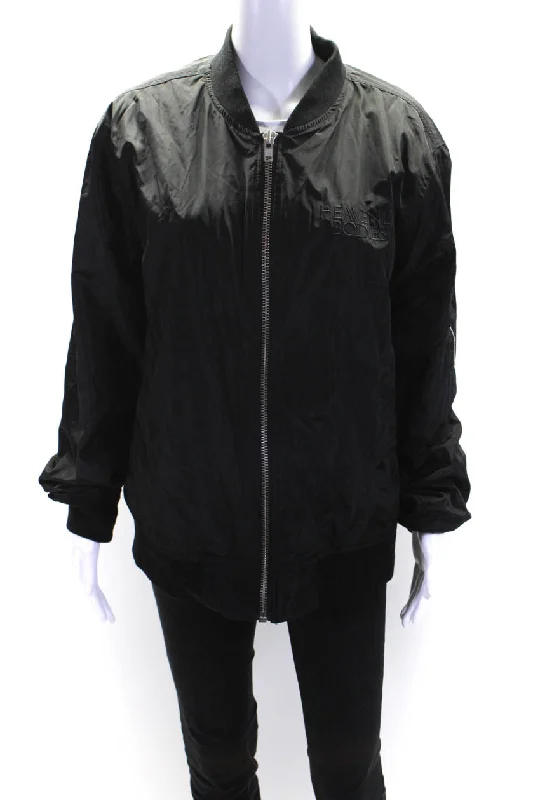 Refresh Your Wardrobe With Exclusive Discounts The Met Womens Long Sleeves Full Zipper Bomber Jacket Black