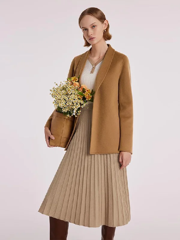 Women's Occasion Wear Clothing Coffee Pure Cashmere Wrapped Short Women Coat