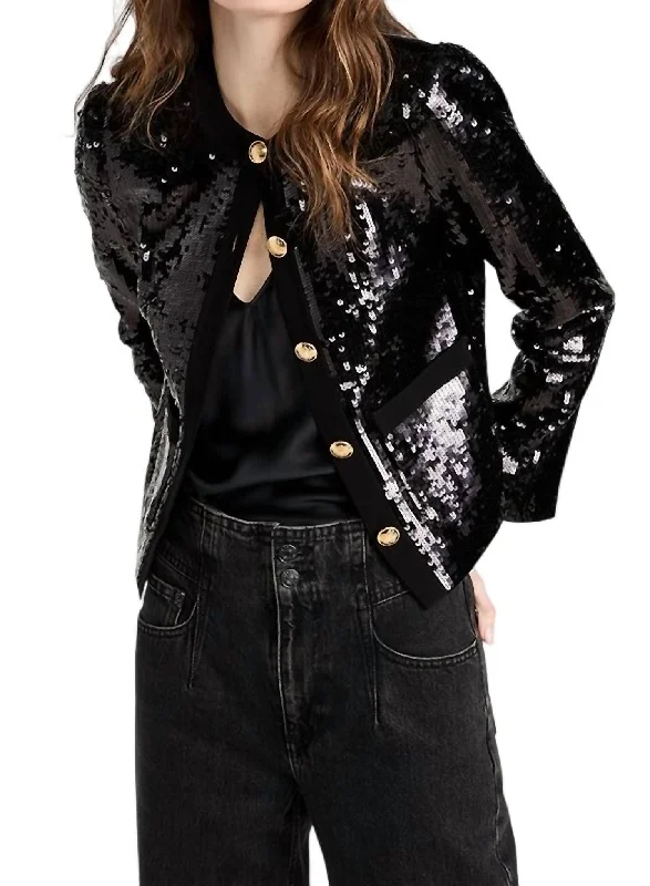 Women's Vintage-Inspired Clothing Katherine Sequin Jacket In Black