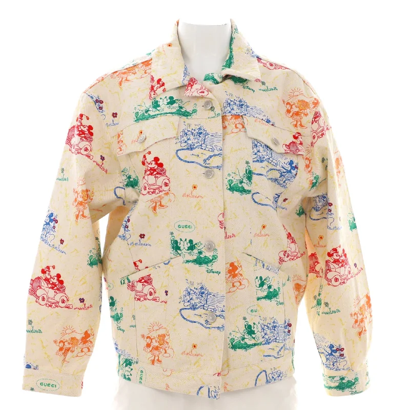 Women's Workout Garments Women's Disney Button Up Jacket Printed Denim