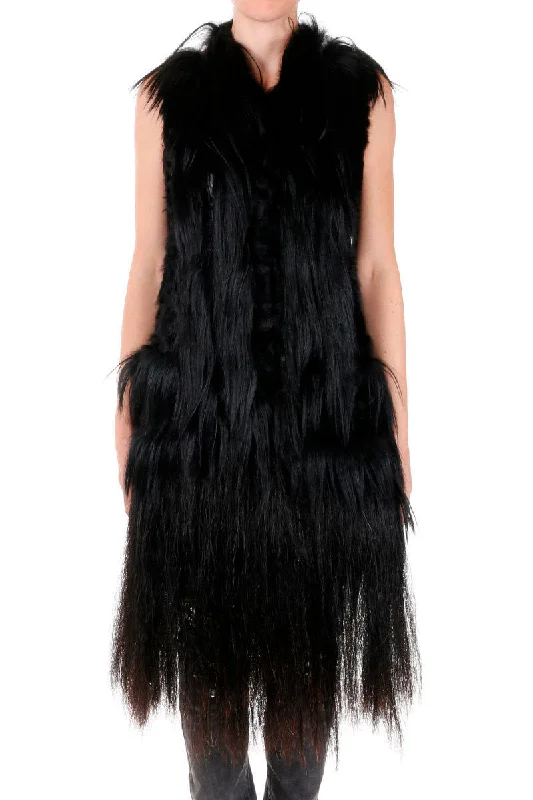 Fashionable Women's Clothes Maison Margiela Real Fur Sleeveless Coat