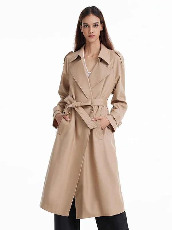 Women's Work Outfit For The Office Worsted Woolen Trench Coat With Belt