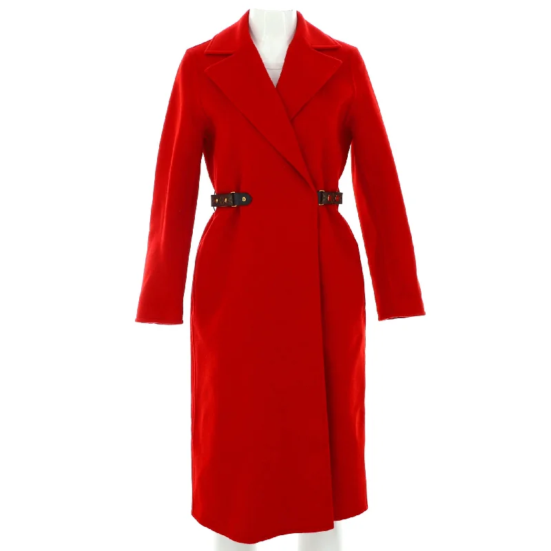 Women's Comfortable Clothes For Weekends Women's Long Wrap Monogram Belt Coat Wool Blend