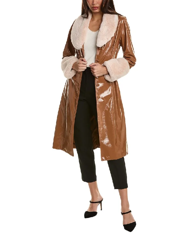 Women's Urban Clothing Elie Tahari Vegan Liquid Leather Coat