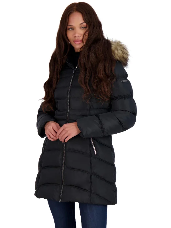 Women's Elegant Formal Outfit Womens Slimming Faux Fur Puffer Jacket