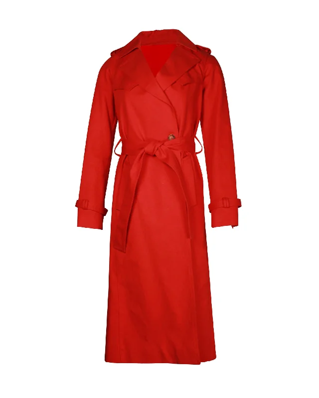 Women's Casual Wear Clothing Maje Goldie Trench Coat in Red Cotton