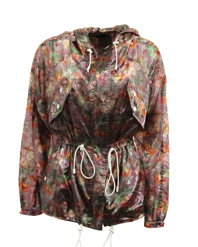 Classic Women's Apparel Isabel Marant Olaz Floral-Print Hooded Jacket in Multicolor Polyester