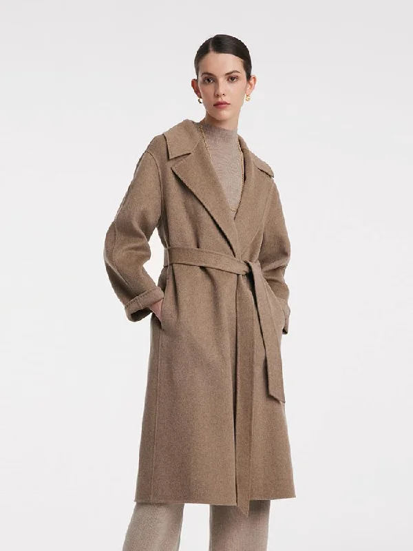 Women's Clothes For Outdoor Events Cashmere Lapel Women Coat With Belt