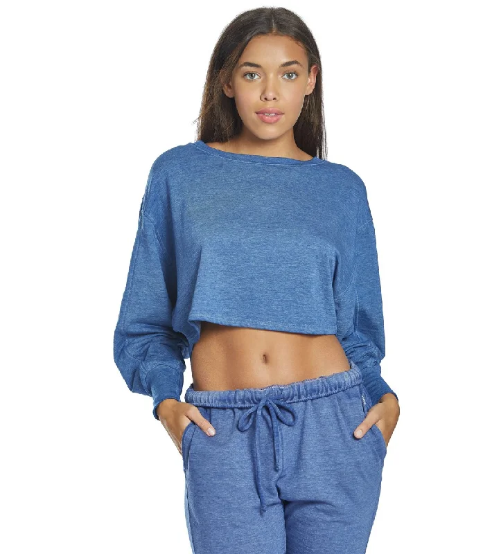 Women's Formal Event Outfit Street Style Discounts Free People Zuma After Yoga Sweatshirt Blue