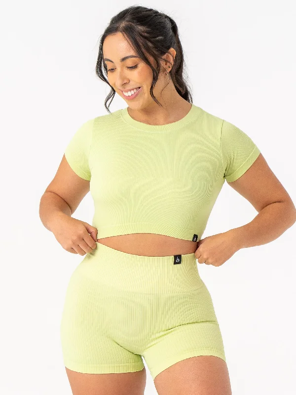 Women's Comfortable Garments Special Offers, Don't Miss Rib Seamless T-Shirt - Lime